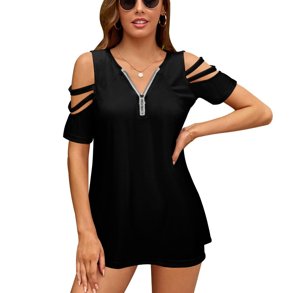 Ladies BE Zip Off Shoulder Top