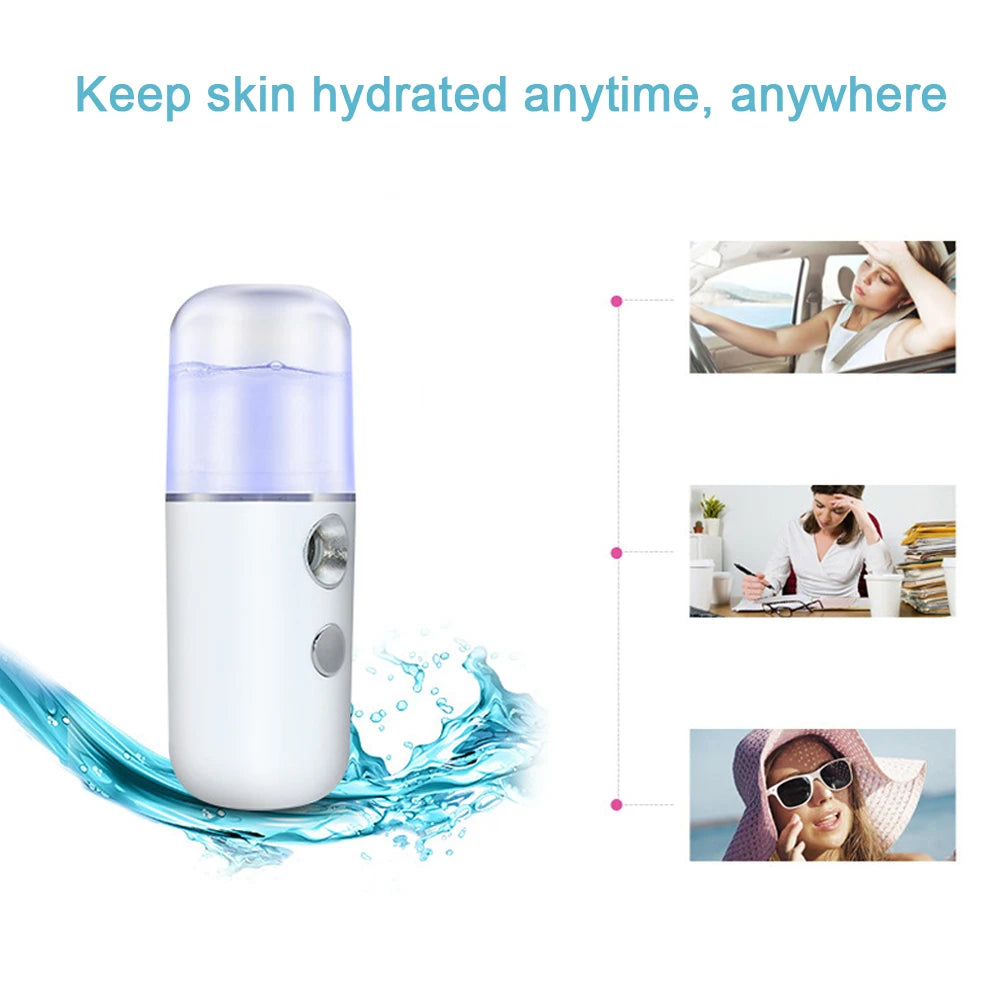 USB Mist Facial Sprayer  Humidifier Rechargeable Nebulizer Face Steamer Moisturizing