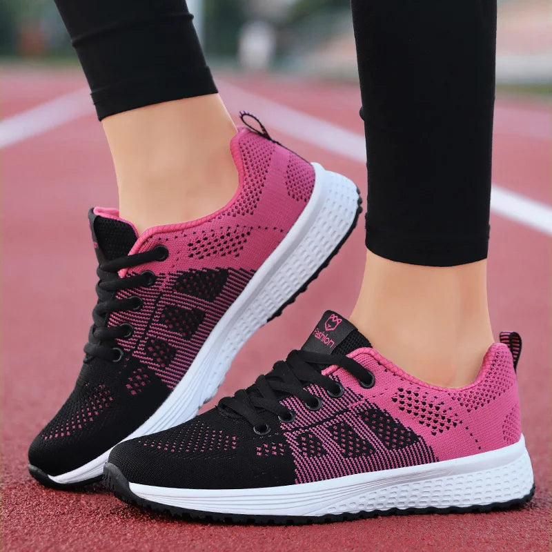 Women Casual Shoes Breathable Walking Mesh Lace Up Shoes