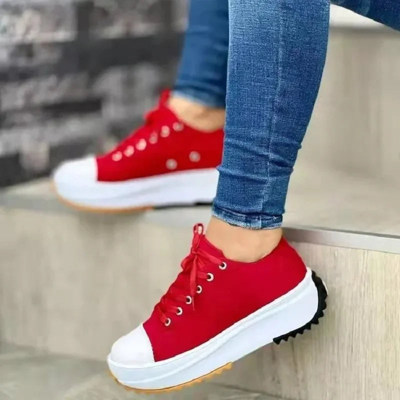 Classic White Canvas Shoes Sneakers Solid for Women