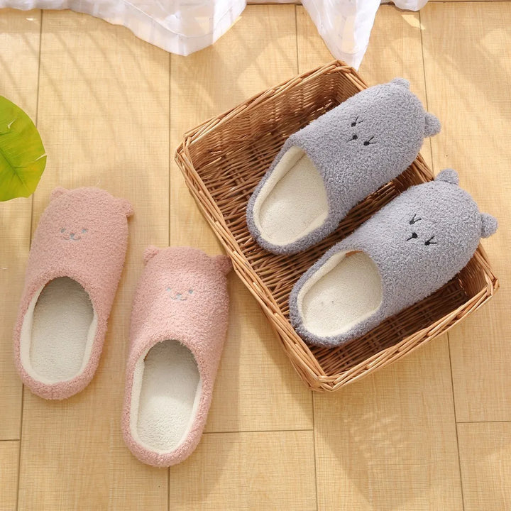 Winter Warm Plush Slippers Women Shoes Non-Slip Indoor Home