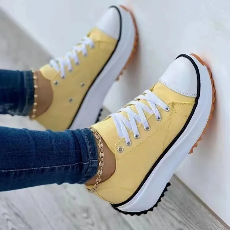 Classic White Canvas Shoes Sneakers Solid for Women