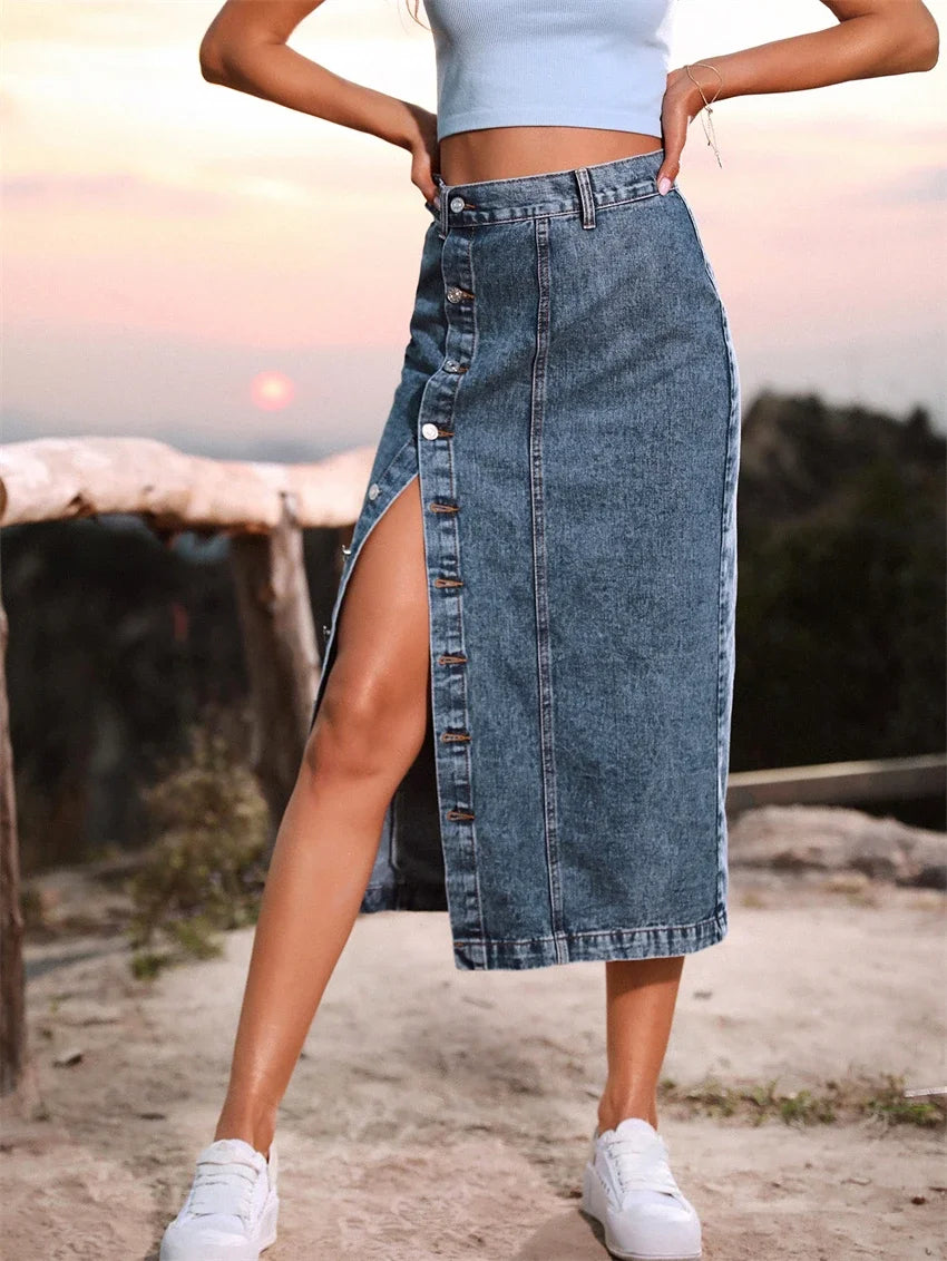 Jeans Skirt Women Long