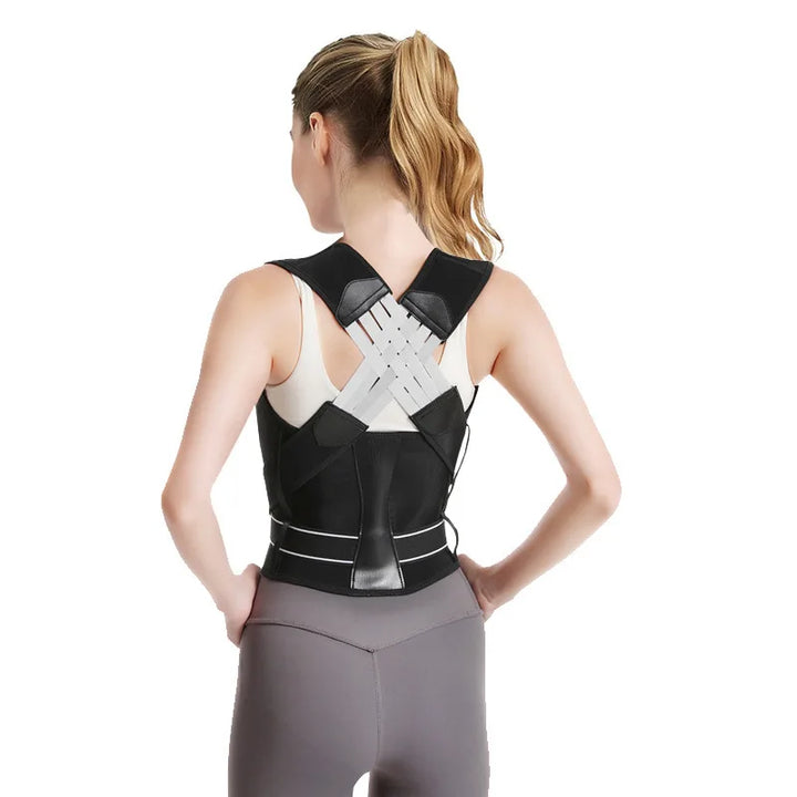 Shoulder and back posture correction with camel straps, adult body