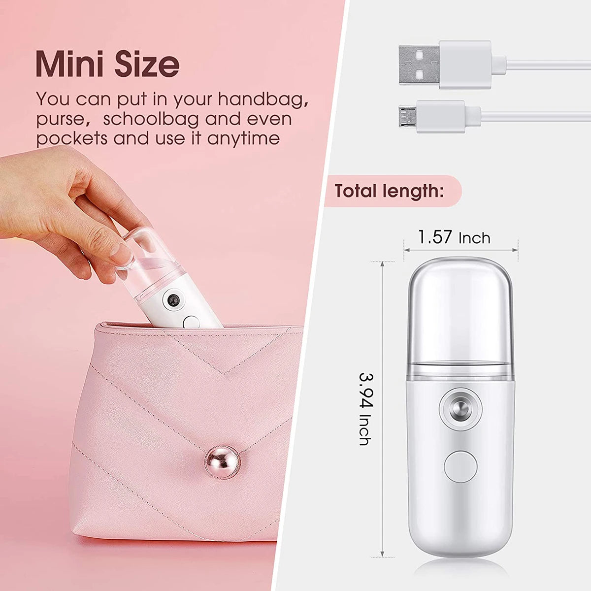 Portable Mini Facial Steamer Face Skin Care Nano Mist Sprayer Vaporizer