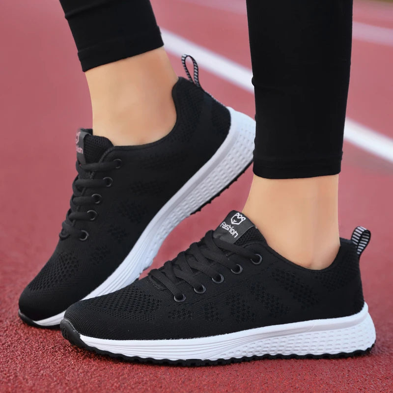 Women Casual Shoes Breathable Walking Mesh Lace Up Shoes