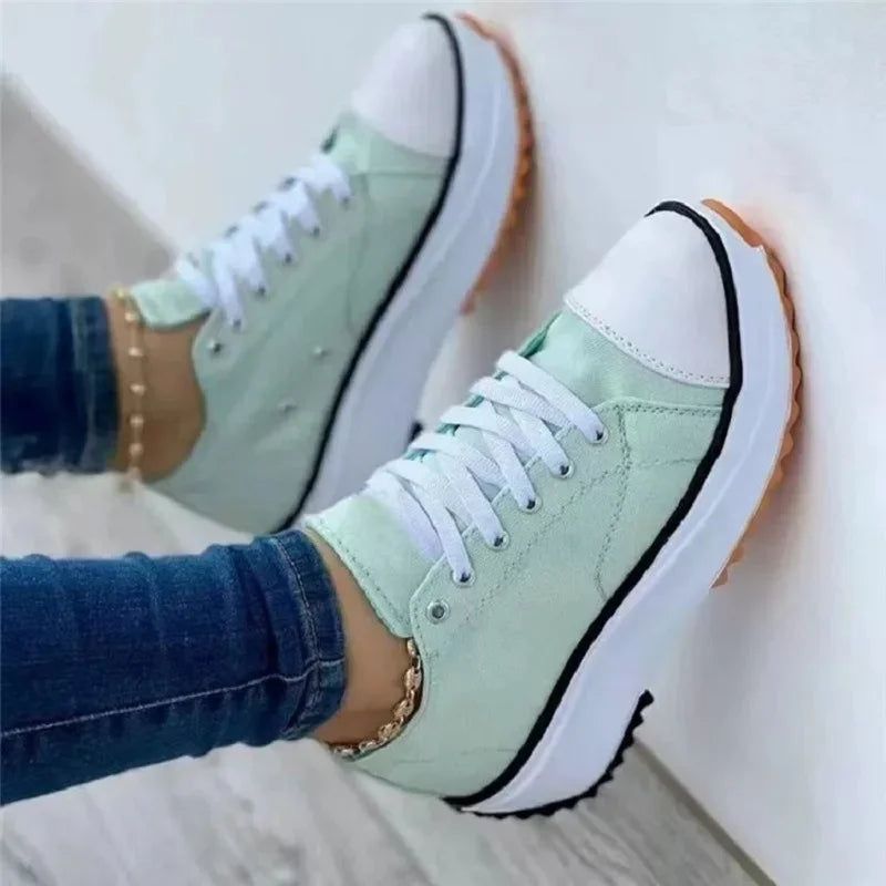 Classic White Canvas Shoes Sneakers Solid for Women