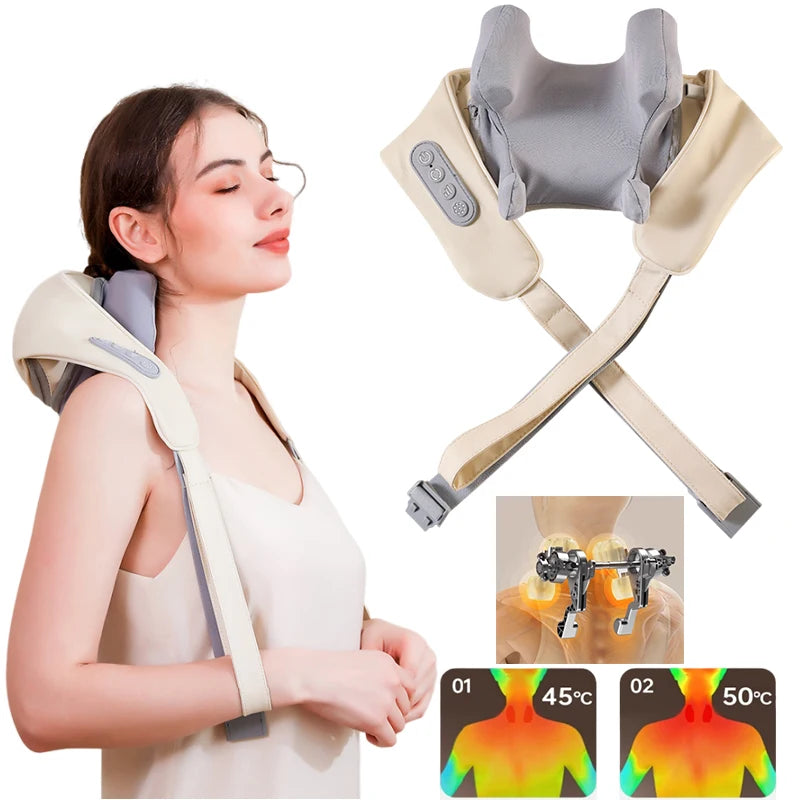 Neck and Shoulder Massager Wireless Electric Air Compress Kneading Multifunctional