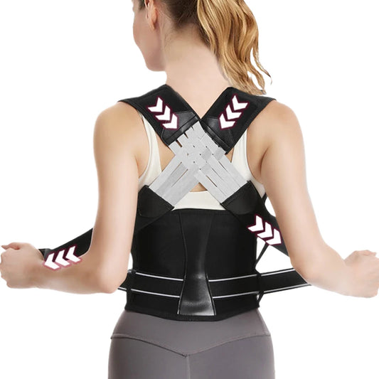 Shoulder and back posture correction with camel straps, adult body