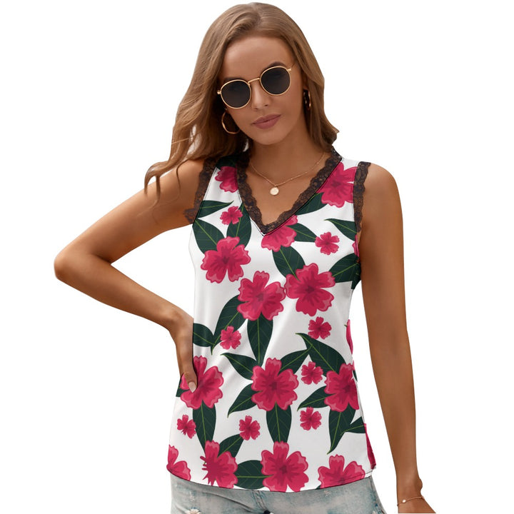 Elegant Chrysanthemum V-Neck Top